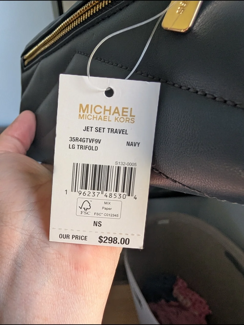 Michael Kors Jet Set Travel Large Trifold Wallet - Navy (NWT)